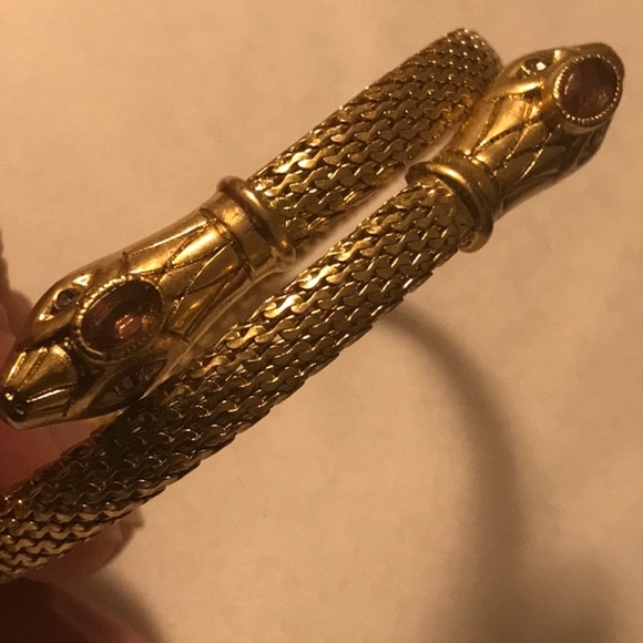 Double Headed Snake Coiled Bangle Bracelet - Picture 5 of 14